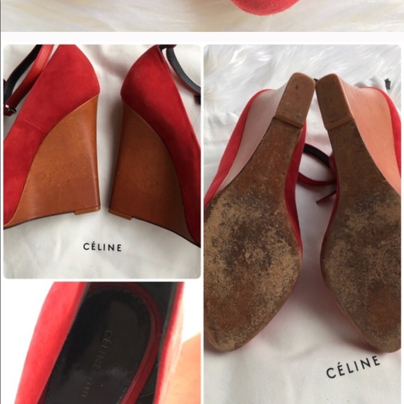 Celine Red Suede Wedges - Picture 4 of 5